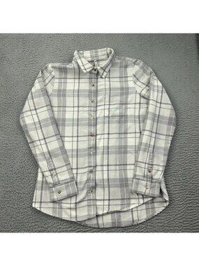Kuhl Kamila Flannel Button Down Women’s Long Sleeve Shirt White Gray Small